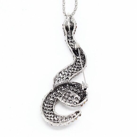 💗 Betsey Johnson stunning  sparkling crystal snake necklace/brooch 💗 - Picture 3 of 4